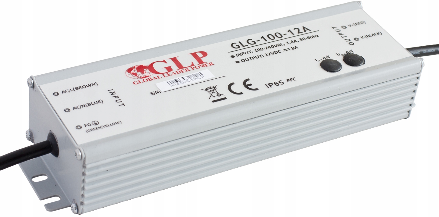 Zewenętrzny Zasilacz Stałonapięciowy Oświetlenie Led IP65 12V 102W Pfc Glp