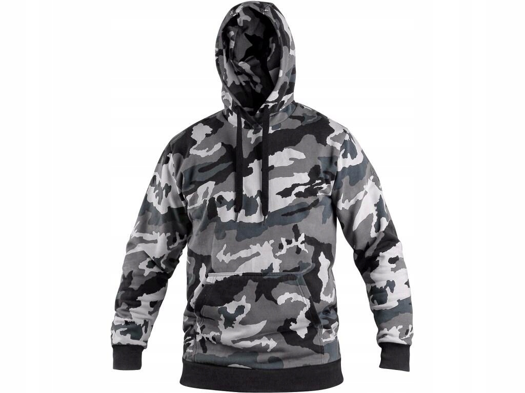 Pohodlná Pánská Mikina S Kapucí A Kapsou Cxs Aryn Šedo-černá Camo Vel. XL