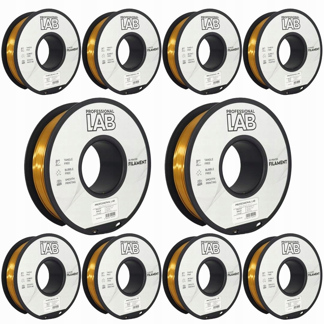 10 x Filament Pla Silk Gold Hodvábny Zlatý Prof. Lab 1,75 mm 1000 g 3D tlač