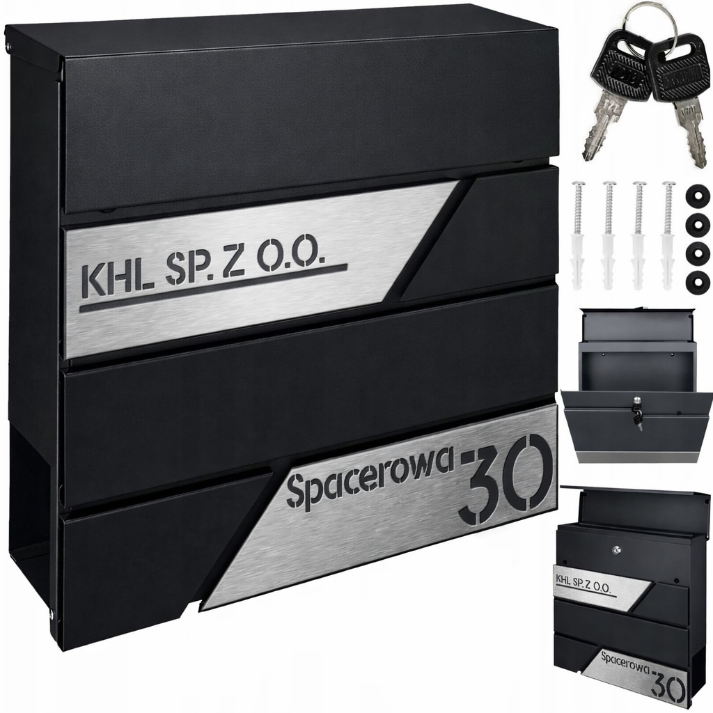 Poštovní schránka s číslem domu a adresou nerezová ocel Cnc noviny