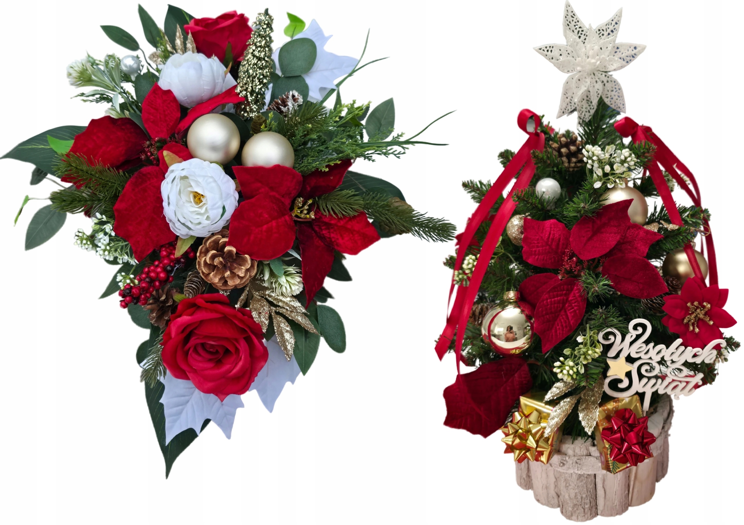 Vánoční sada Dekorace Umělý vánoční stromek ozdobený na hrob, památník, stůl