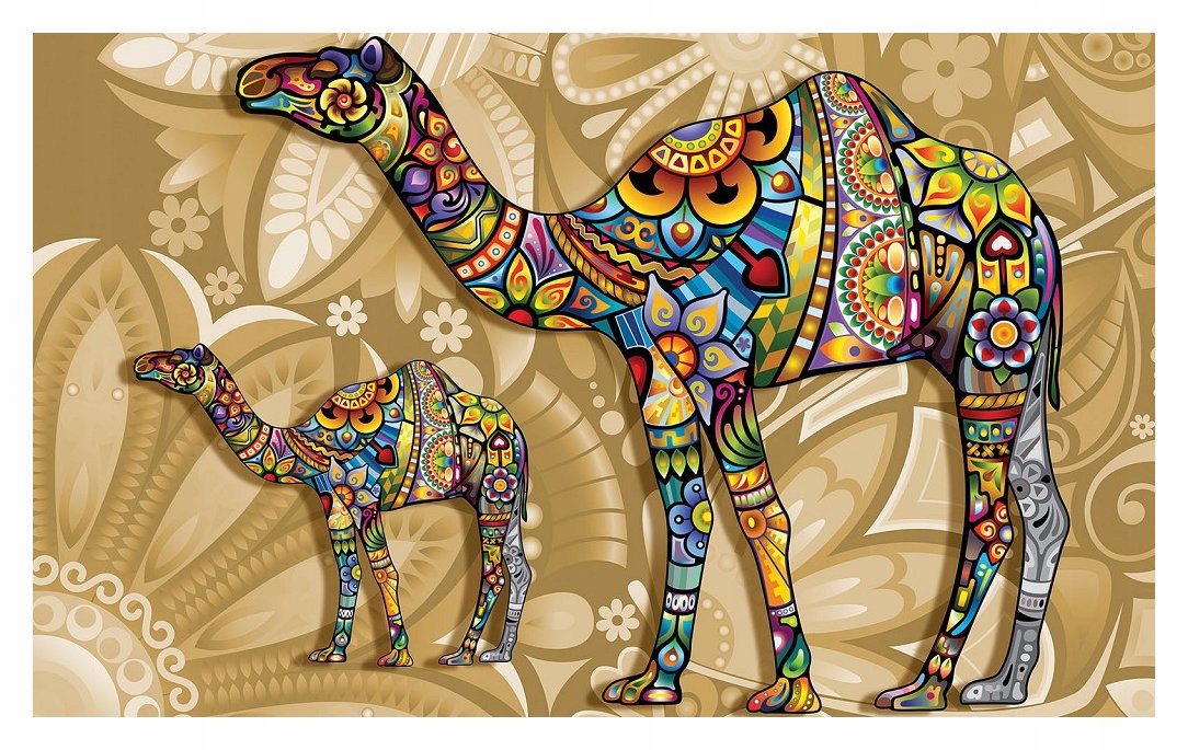 Fototapeta Velbloudi, barevné ornamenty, orientální vzory 208x146 lepidlo