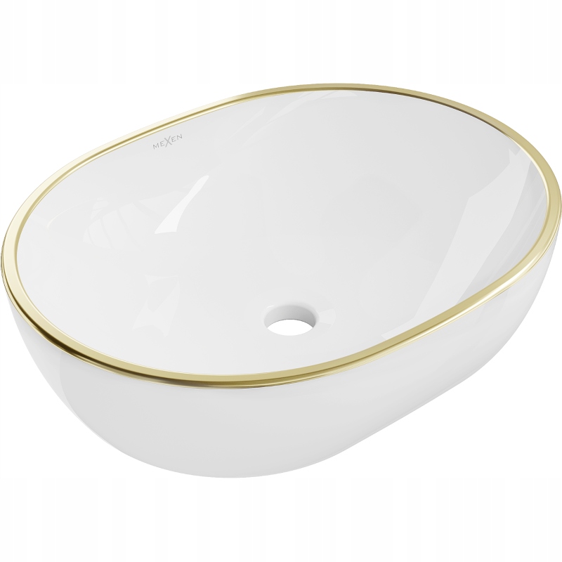 Mexen Viki umyvadlo na desku 48 x 35 cm, bílá/zlatý okraj 21054805