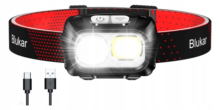 latarka czołówka lekka Led akumulatorowa usb-c 2000lm czujnik mocna Cob