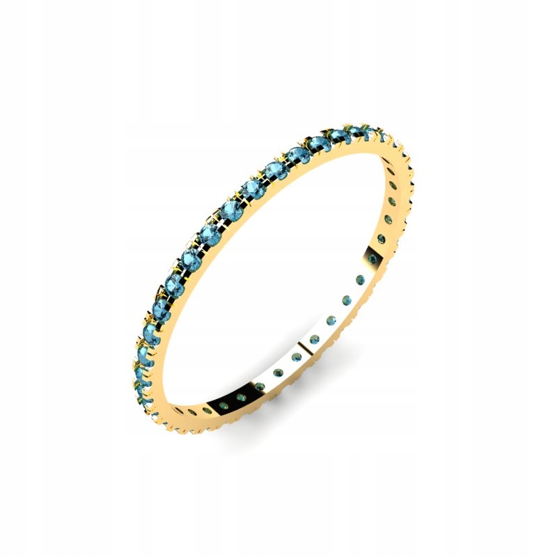 

Obrączka Złota Z Niebieskimi Cyrkoniami Rings 14KR