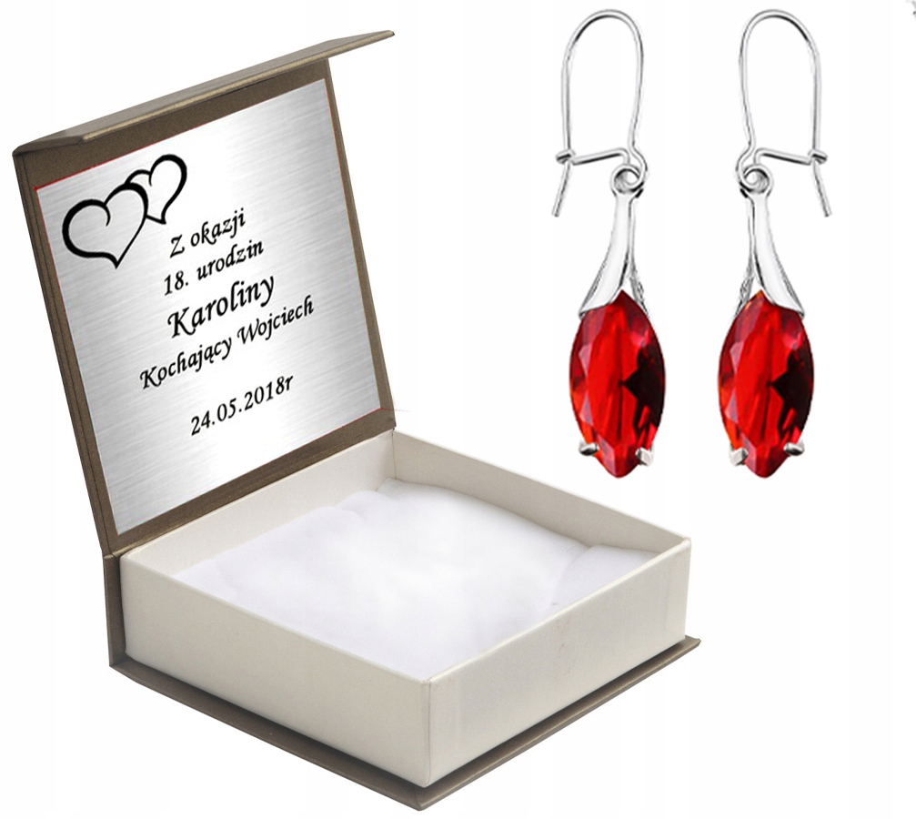 

Kolczyki Sopelki Z Czerwonymi Cyrkoniami+grawer
