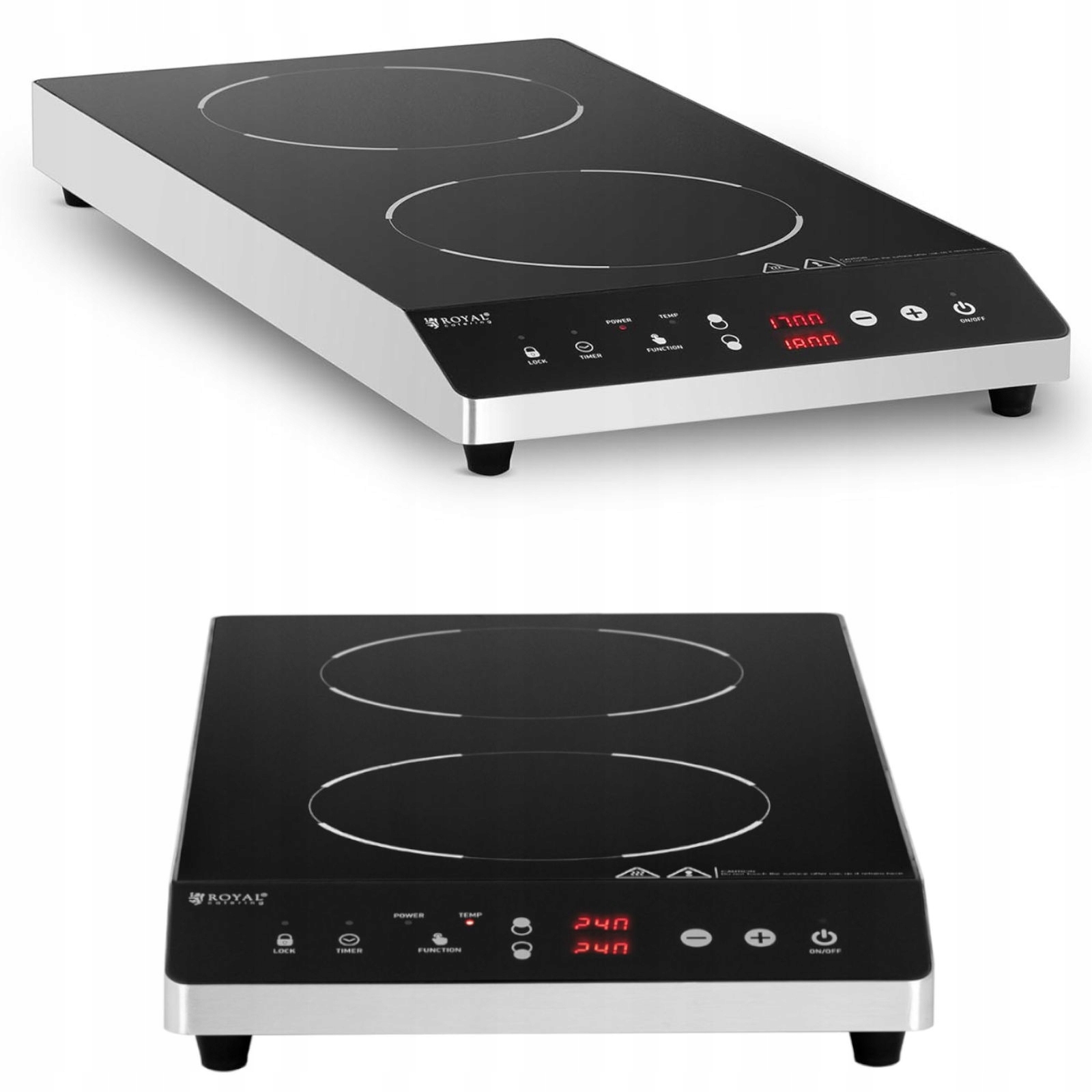 Sporák Indukčná Varná Doska Nastaviteľná 2 Varné Plochy Priemer 26 CM Led 1800 W