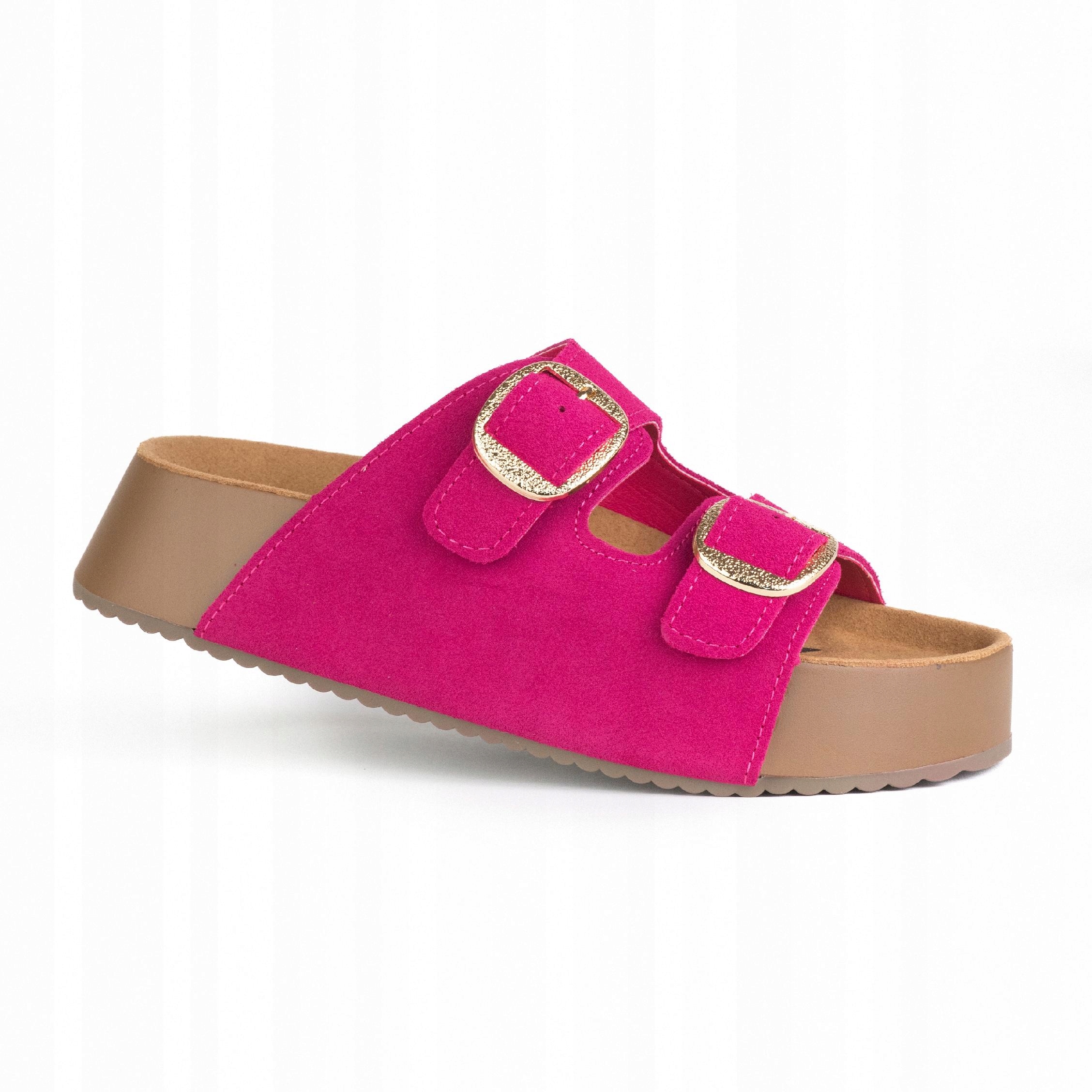 Nazouváky Goodin SW-2661 kůže semišová spona platforma fuchsiová 38