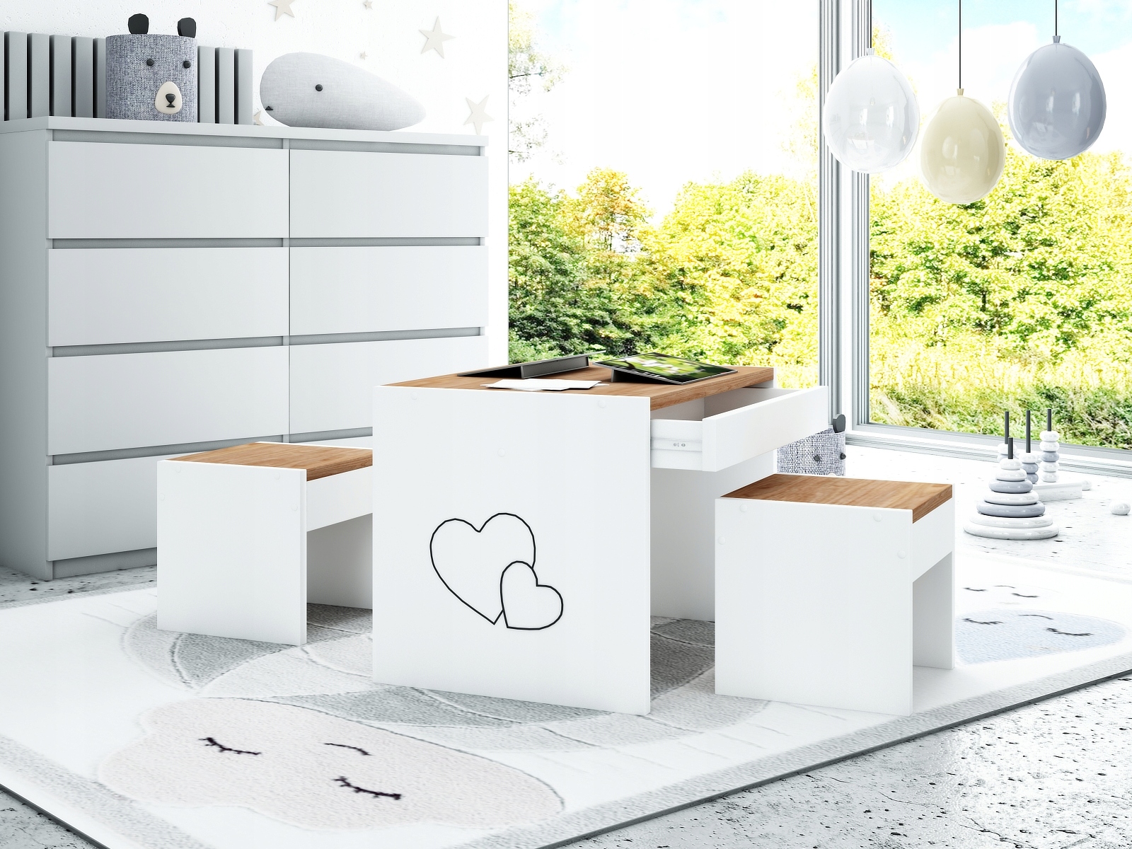 KRZESEŁKO I STOLIK Z SZUFLADĄ RÓŻNE KOLORY Płeć chłopcy dziewczynki