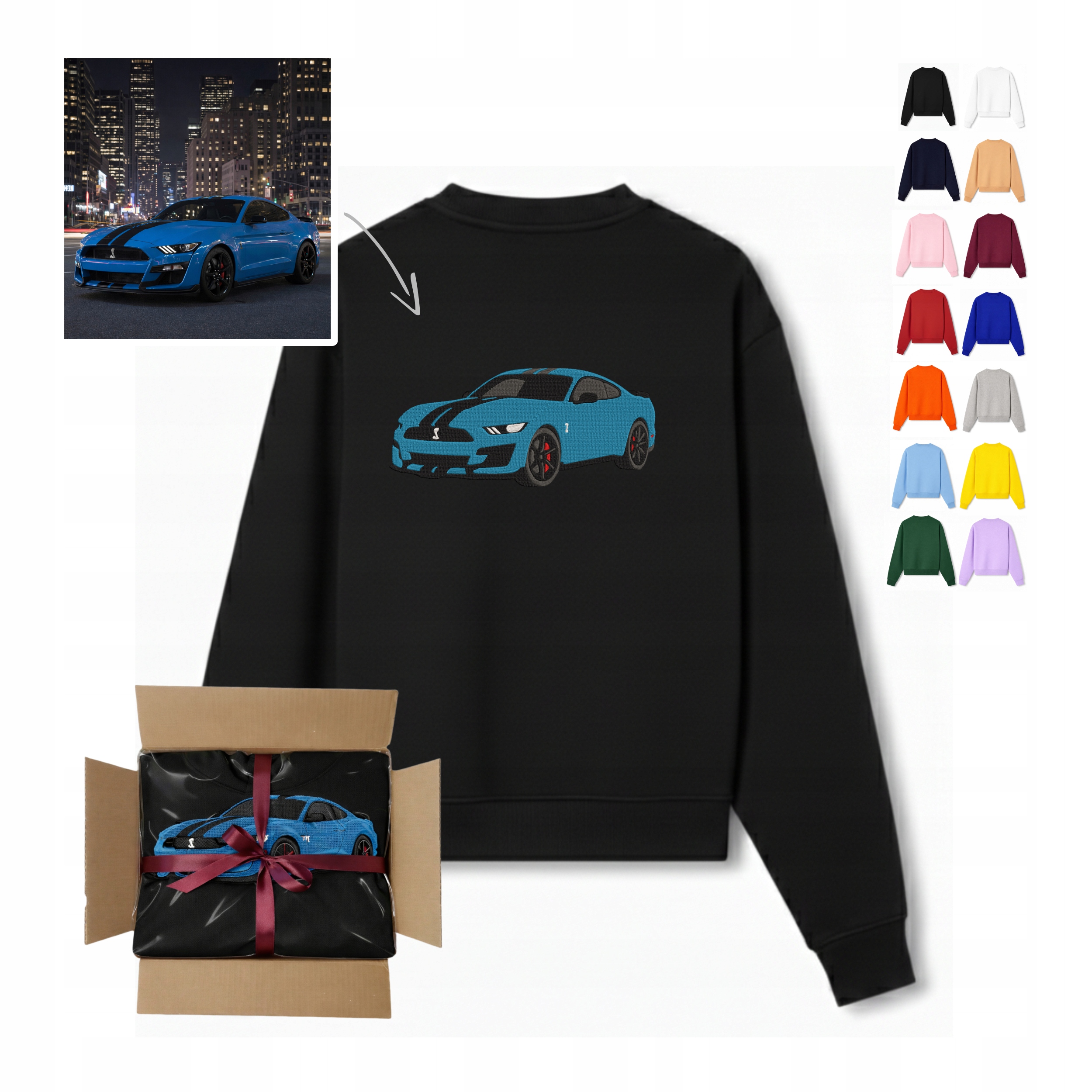Mikina Výšivka (ne potisk) Vlastní fotografie auta Dárek Pánská S-3XL