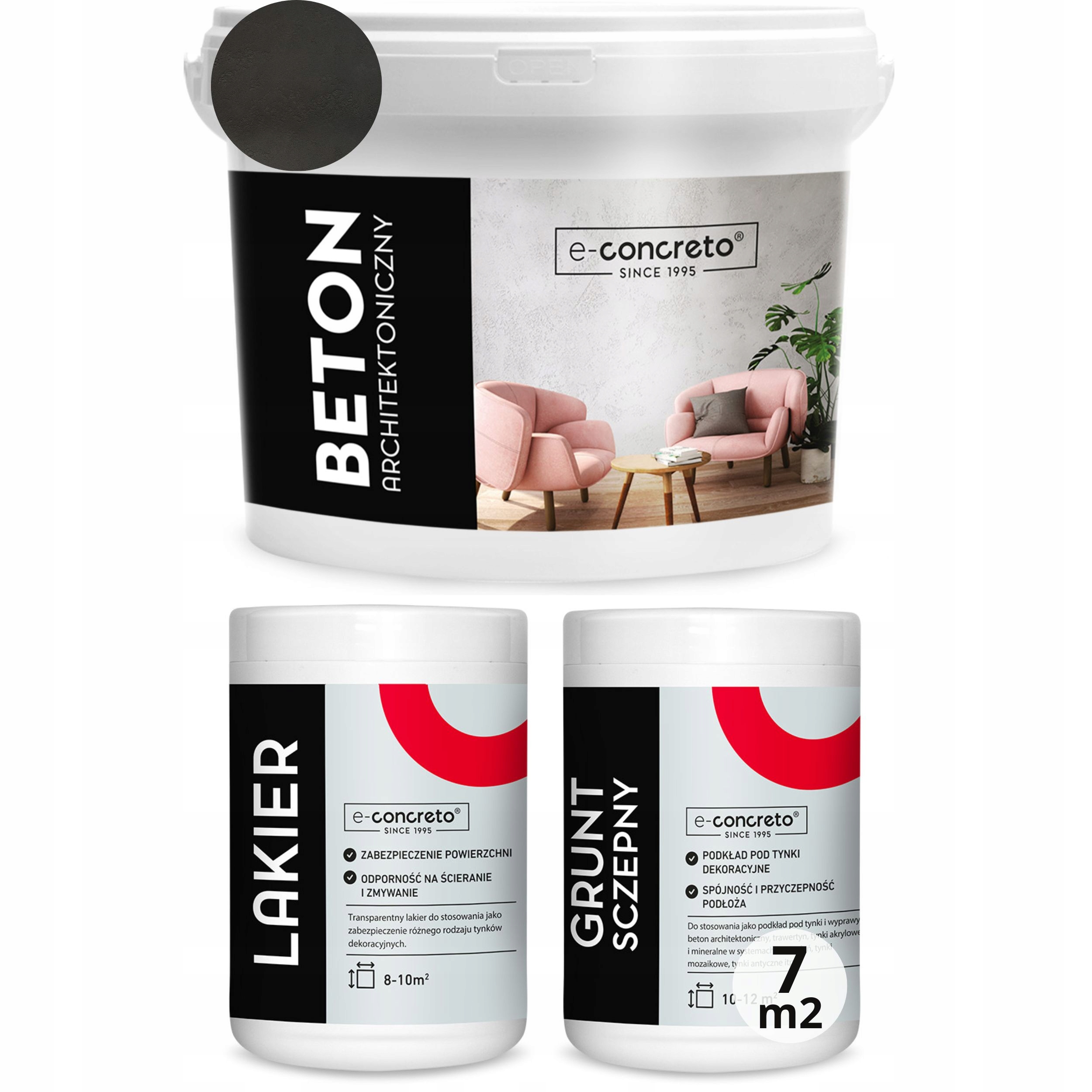 Architektonický betón Antracit Set 7 m2