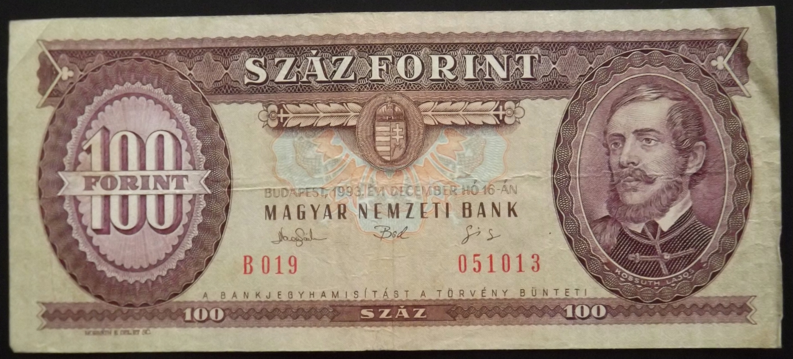 Węgry 100 Forintów 1993 st. 3