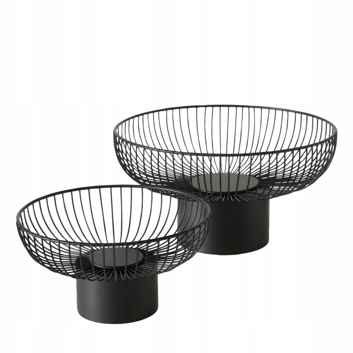 Kovové Patery Na Ovocie Čierne Okrúhle Moderné Cindy 2 Ks Priemer 30-39 CM