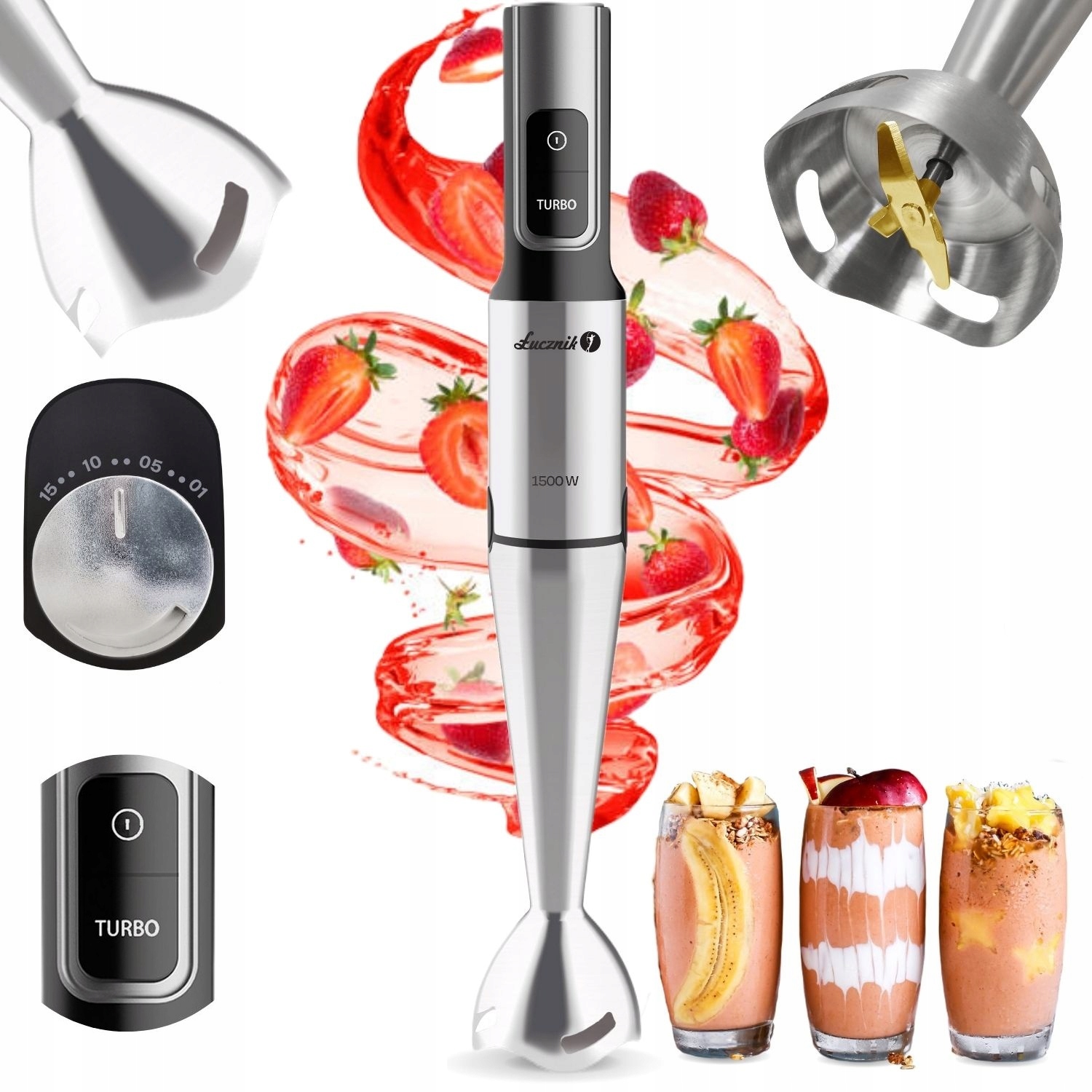 Blender ręczny Łucznik JK-1500 Titanium Silver Extra Strong 1500W srebrny