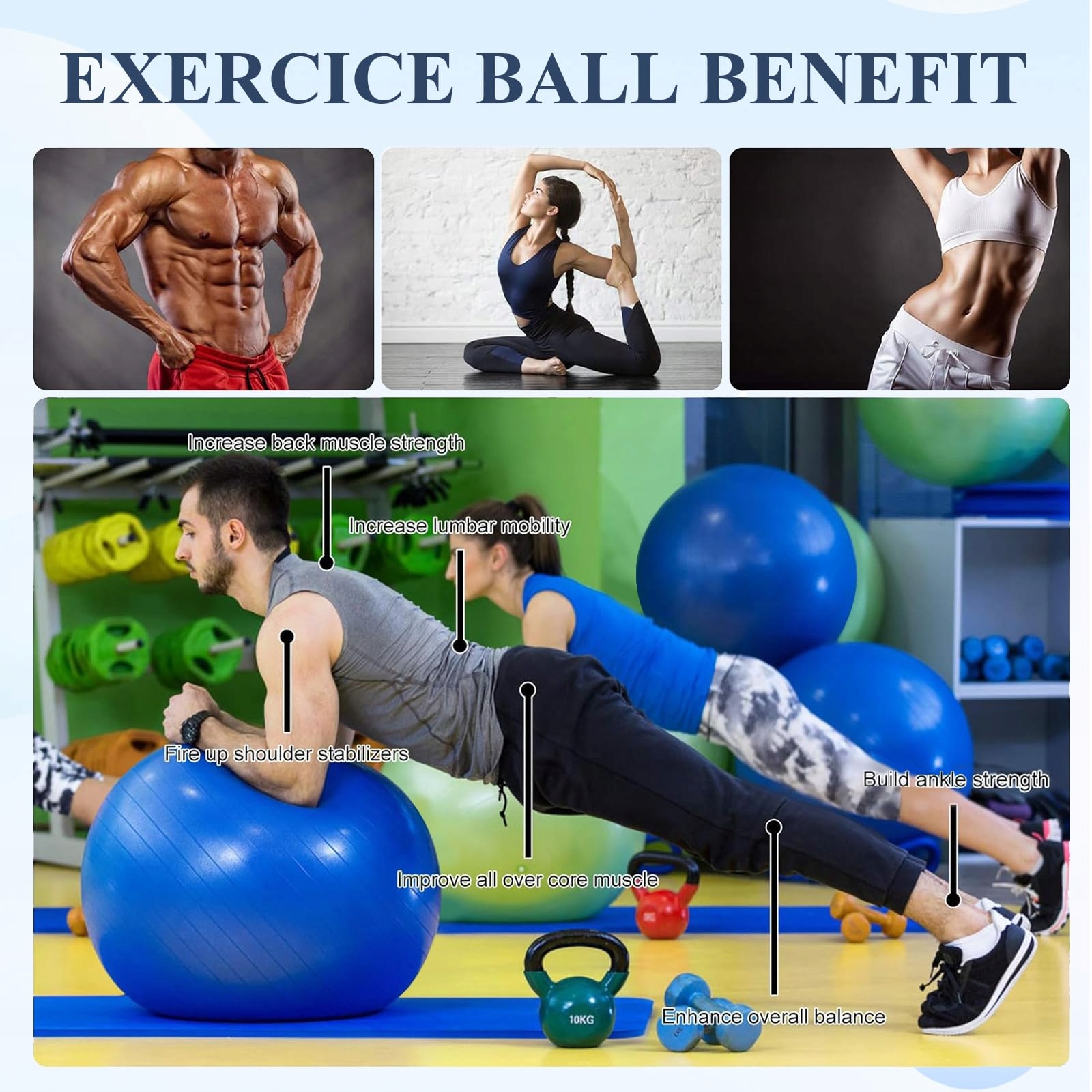 FLINTRONIC Zestaw Piłek Gimnastycznych do Jogi Pilates Fitness 55cm 25cm — miniatura 5
