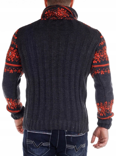 SWETER NORWESKI MĘSKI WYSOKI KOŁNIERZ - M Rozmiar M