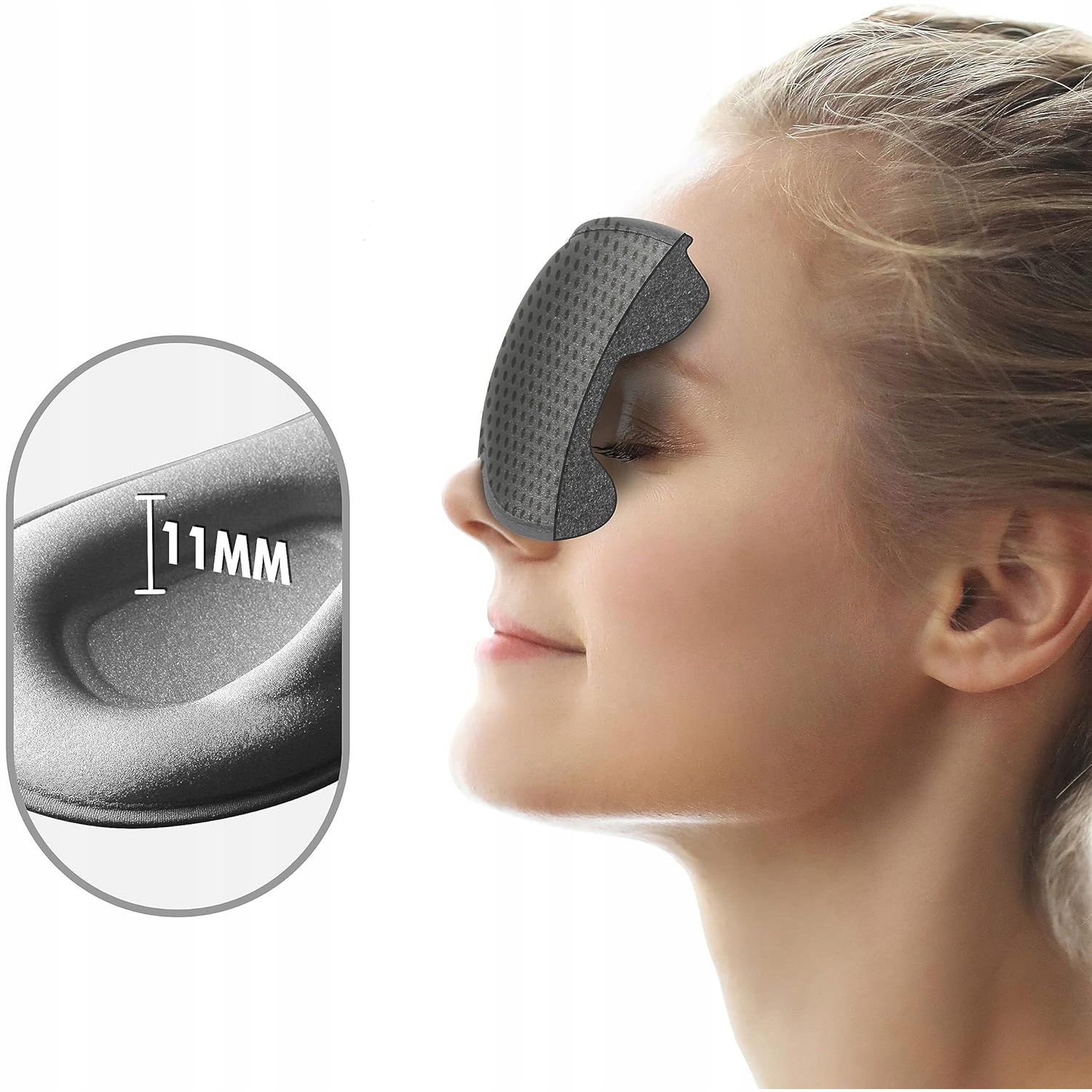 OPASKA NA OCZY DO SPANIA 3D MASKA ZACIEMNIAJĄCA 99% ŚWIATŁA REGULOWANA PRO Model 100% zaciemniająca Żelowa do SAMOLOTU 2