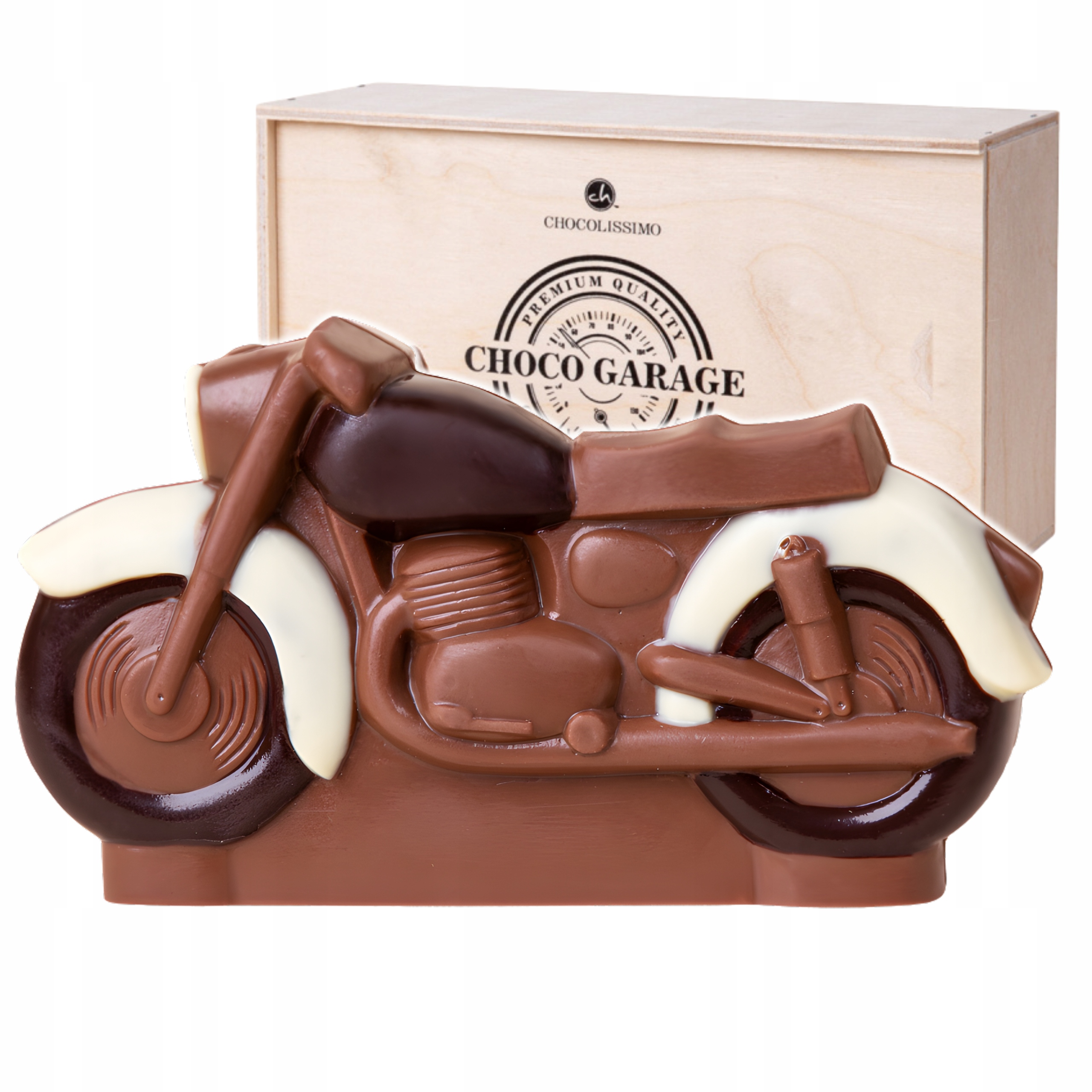 Levně Dárek ke Dni mužů – Motocykl z Belgické čokolády v krabičce