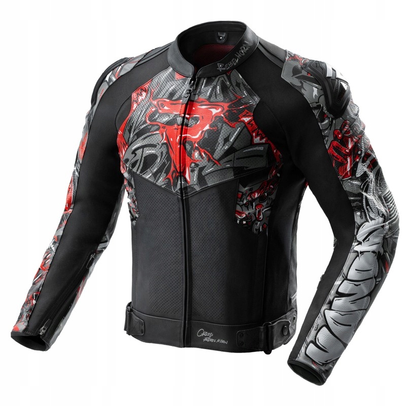 Kožená bunda Rebelhorn Vandal 2 Cruze Black Dark Grey Red veľ.52
