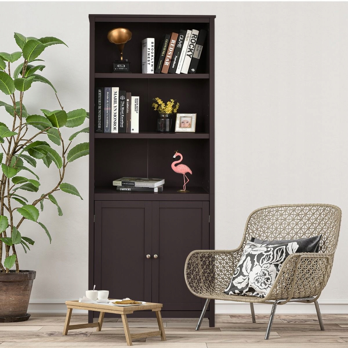 Regał 75 cm x 182 cm x 36 cm odcienie brązu Kolekcja Costway