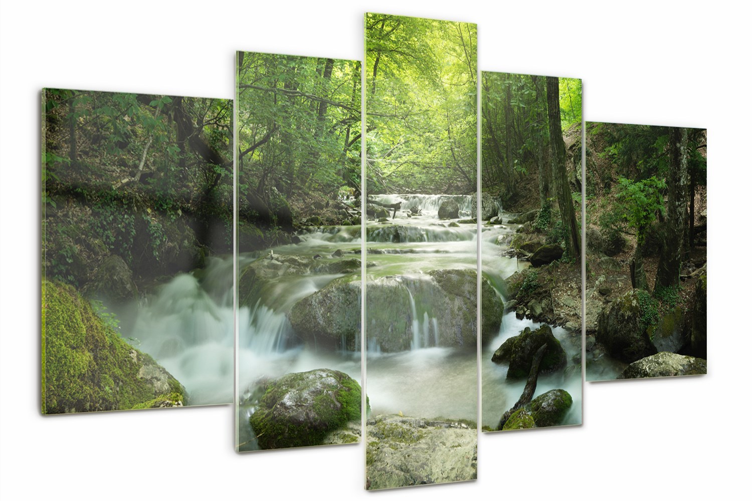 

Obraz szklany tryptyk na ścianę Wodospad w lesie