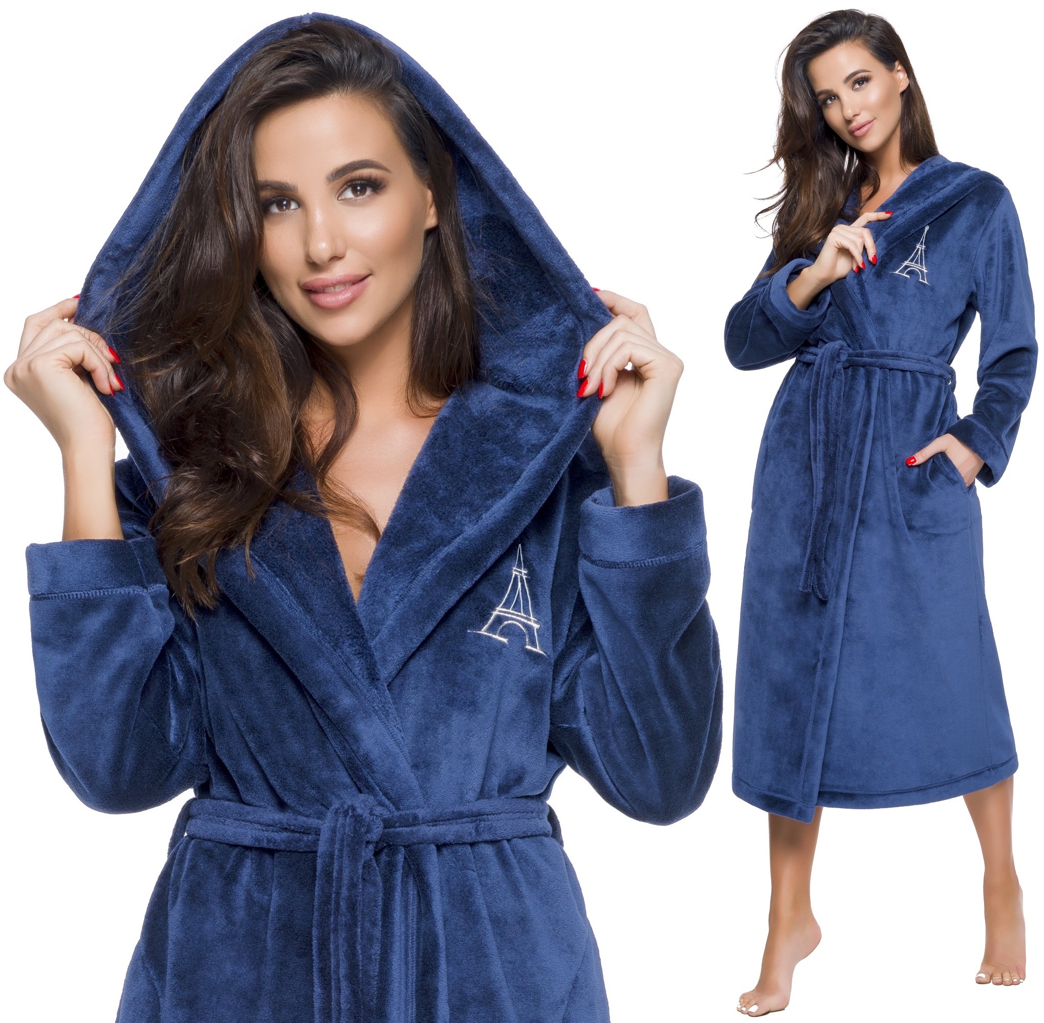 EIFFLA DŁUGI PUCHOWY DAMSKI SZLAFROK PODOMKA XXL