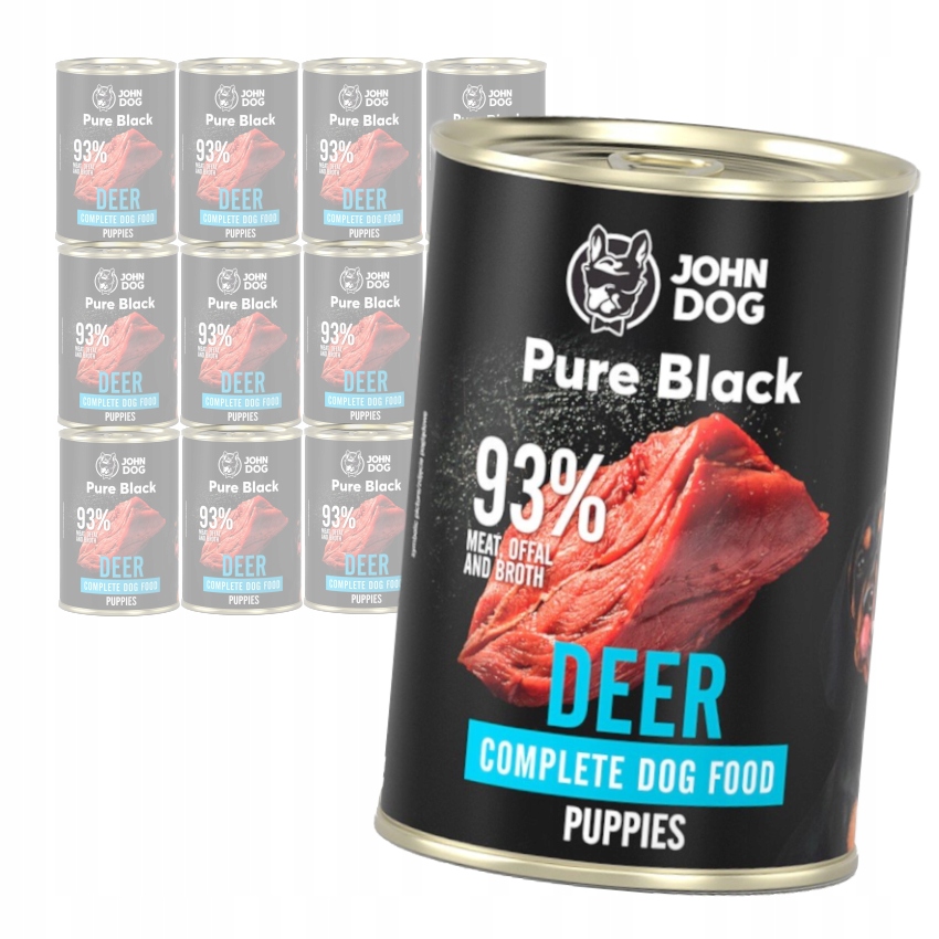 Levně John Dog Pure Black Jelen Pro Štěňata 12x400g