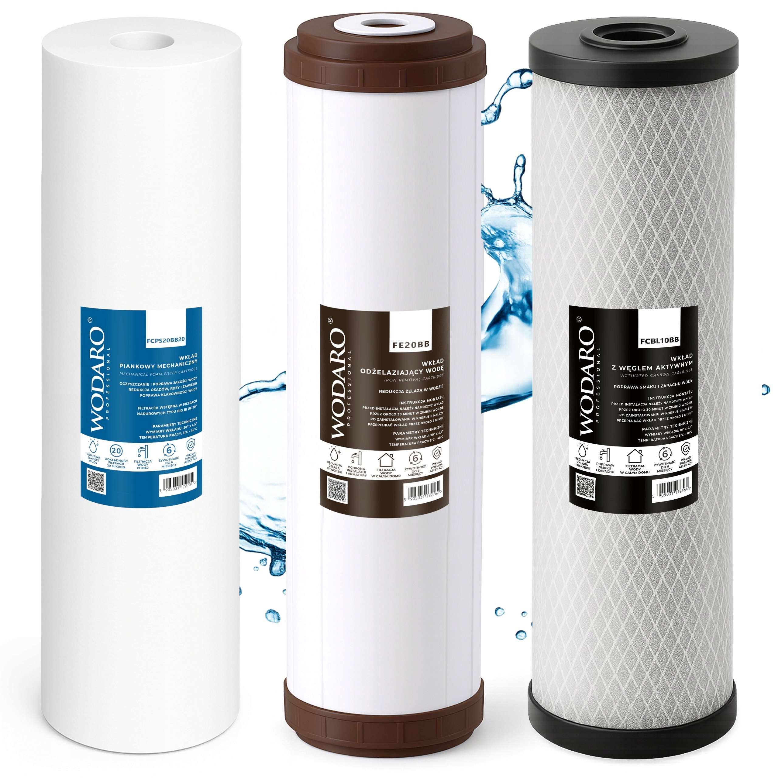 Komplet Wkładów Odżelaziających WodaRO do Filtra Big Blue 20" HHBB20B HBB20