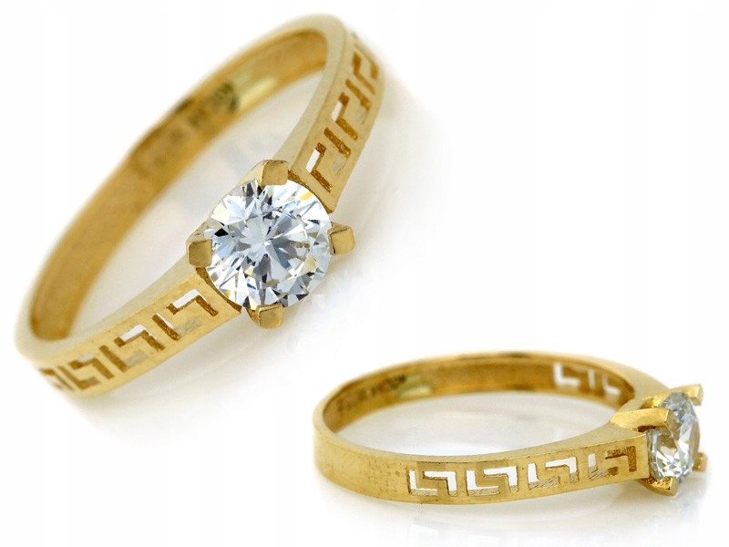 Prstýnek 585 s řeckým vzorem zdobený zirkony r12 14kt