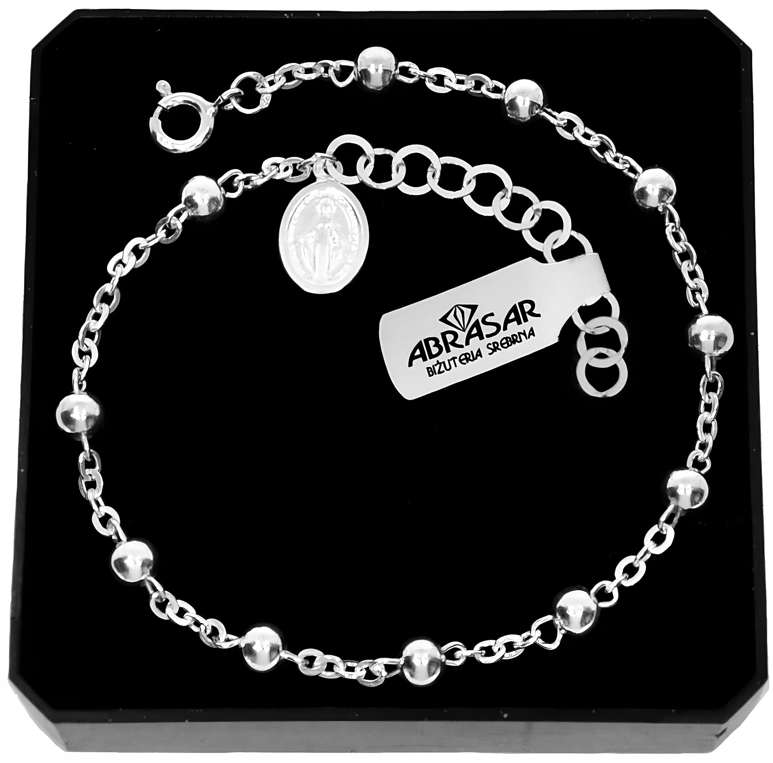 SREBRNA BRANSOLETKA RÓŻANIEC DZIESIĄTKA RÓŻAŃCA NA RĘKĘ Typ bransoletki