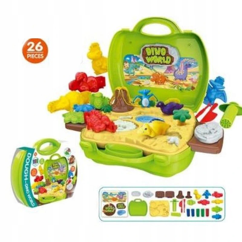 Zestaw CIASTOLINA kuferek DINOZAURY foremki Marka inna