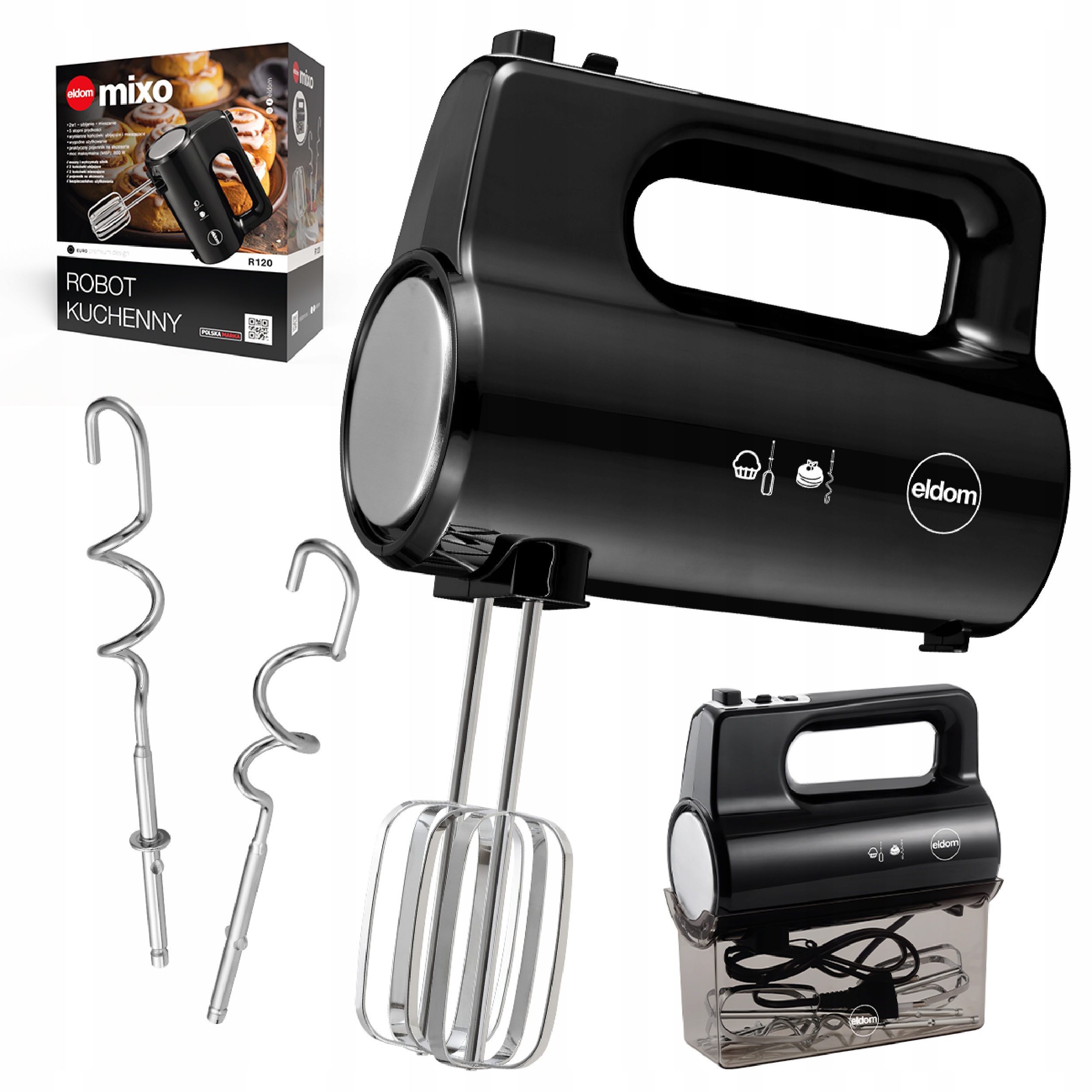 Mikser ręczny robot kuchenny 400W czarny 5 prędkości Turbo R120