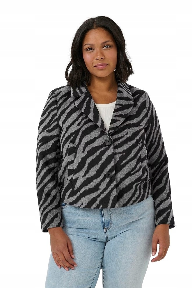 Kaffe Jedinečná Sako S Leopardím Vzorem Černá Šedá K492 44