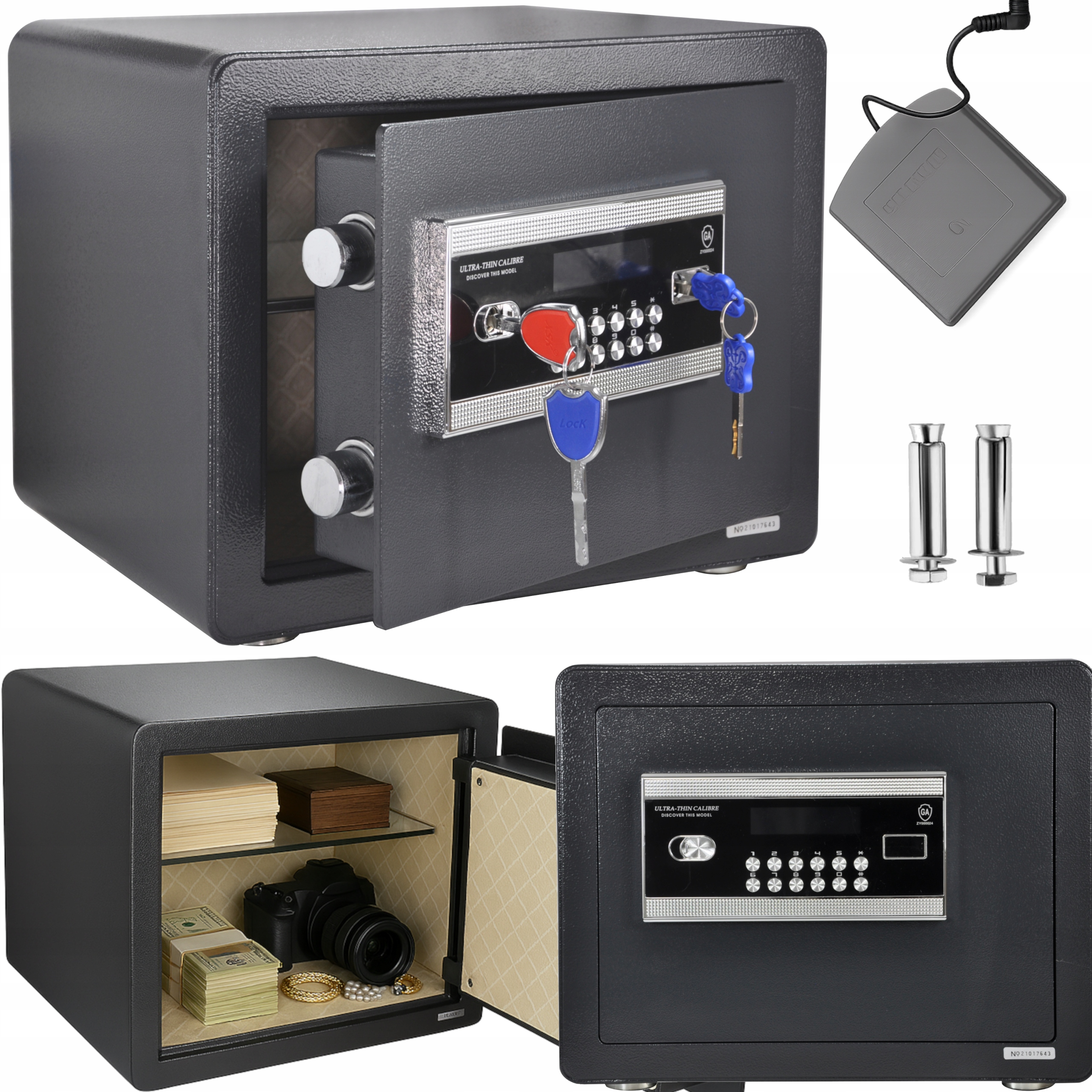 Sejf Elektroniczny Na Szyfr Kod Klucz Premium 20 kg Z Półką Alarmem Heavy