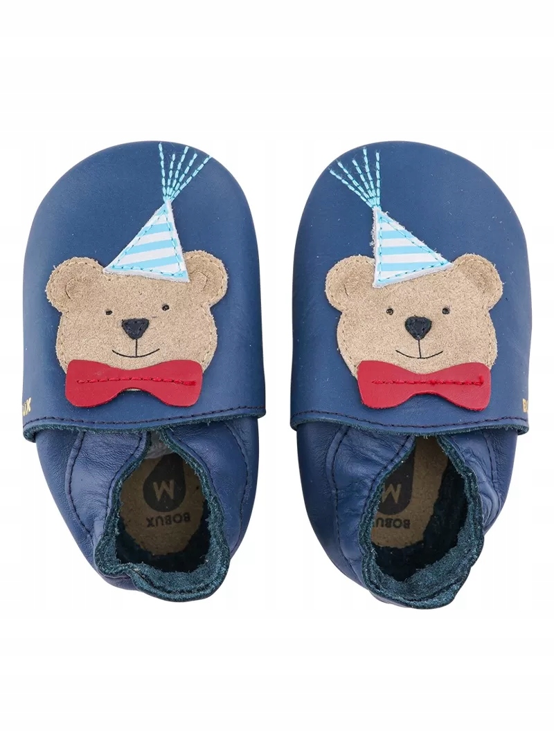 Skórzane Kapcie Bobux Soft Sole Party Bear Navy 2XL