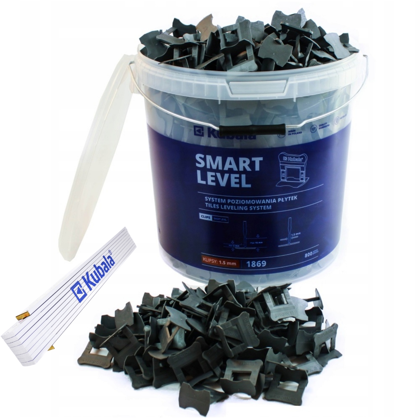 Kubala Smart Level Klipy Pro Vyrovnávání Dlaždic 1,5 MM Kbelík 800 KUSŮ1869