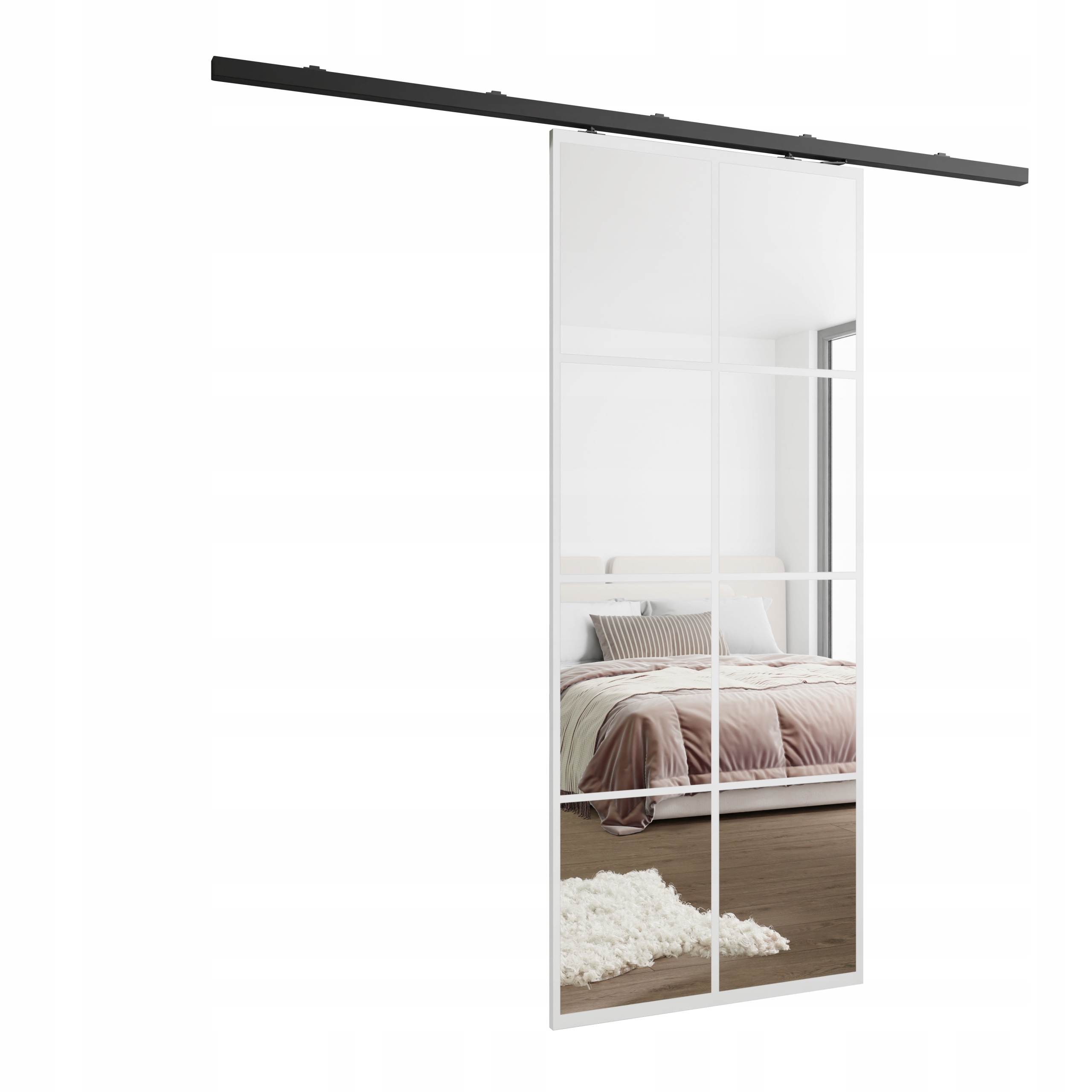 Posuvné nástěnné dveře HS-45 Sofi 90 bílé zrcadlo