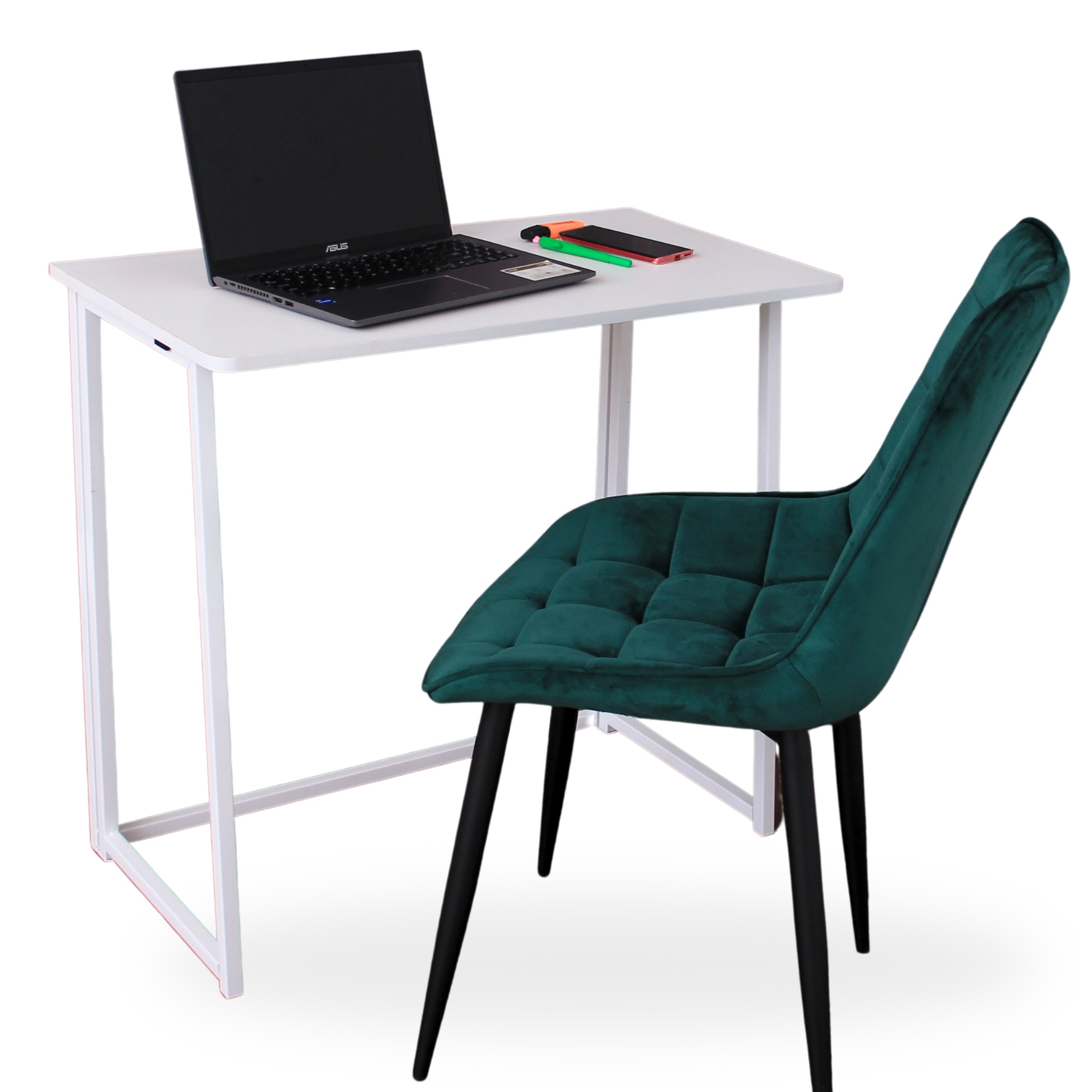 Biurko Składane Białe BoHome Stolik Toaletka Komputerowe Laptop Ska* Office Kształt blatu prostokątny