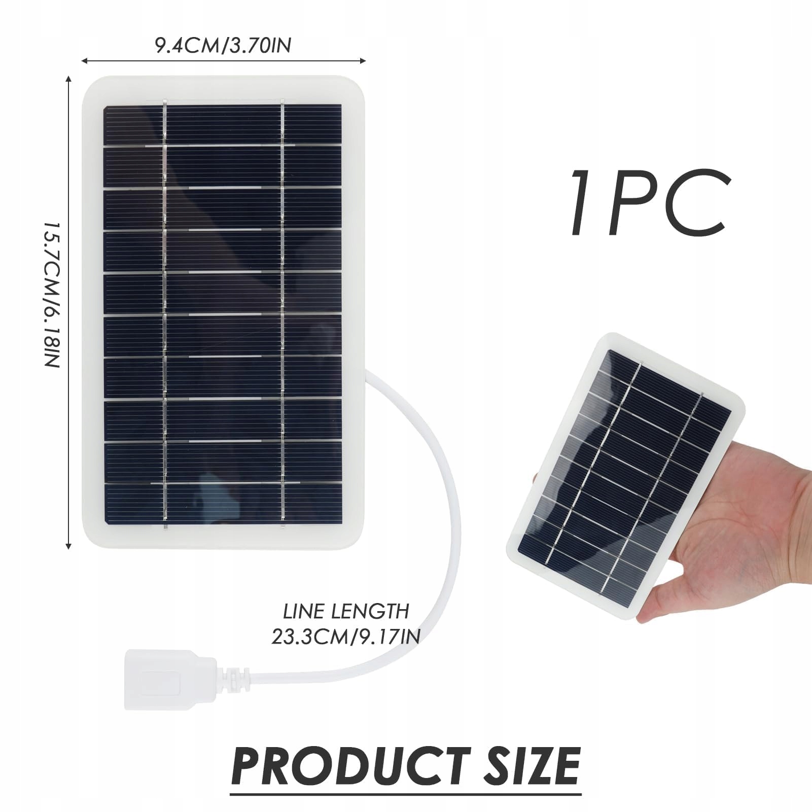 SOLARTECH Przenośny Panel Solarny 5W 5V USB Ładowarka Wodoodporna — miniatura 2