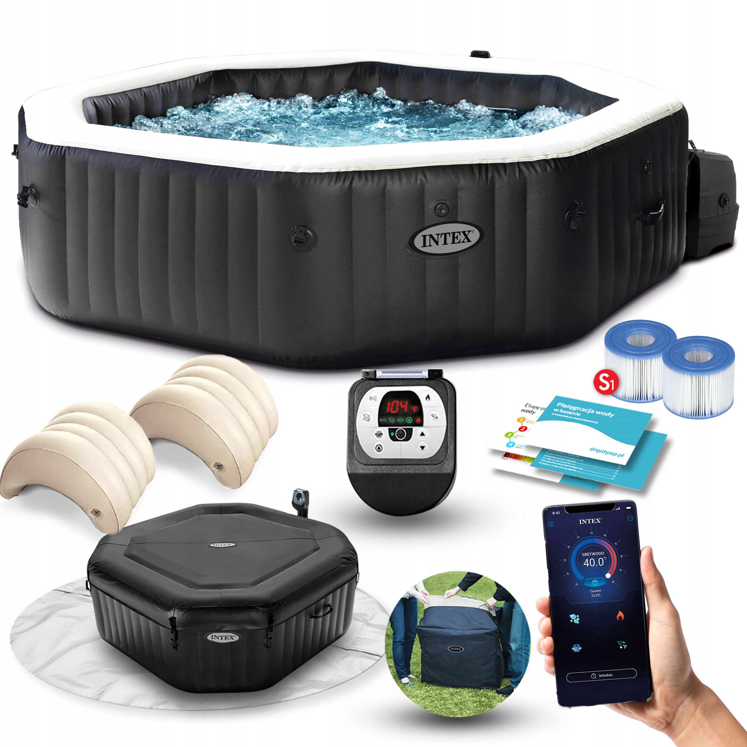 

Spa Dmuchane Jacuzzi 6os. Hydromasaż Intex Zestaw