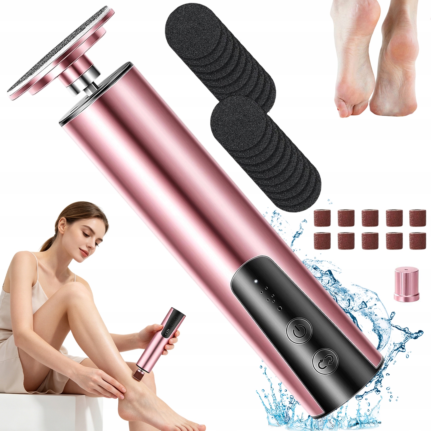 Pilník Elektrický Bruska Na Nohy Paty Struhadlo Usb Sada Struhadlo Pemza Růžová