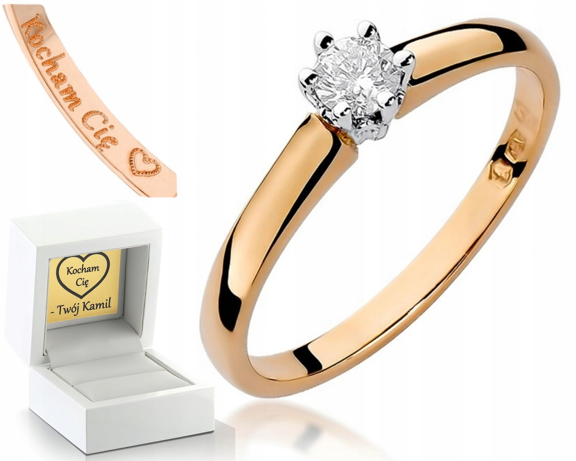 Prstýnek Z Růžového Zlata S Briliantem 0,20 Ct 585 Pro Ženu