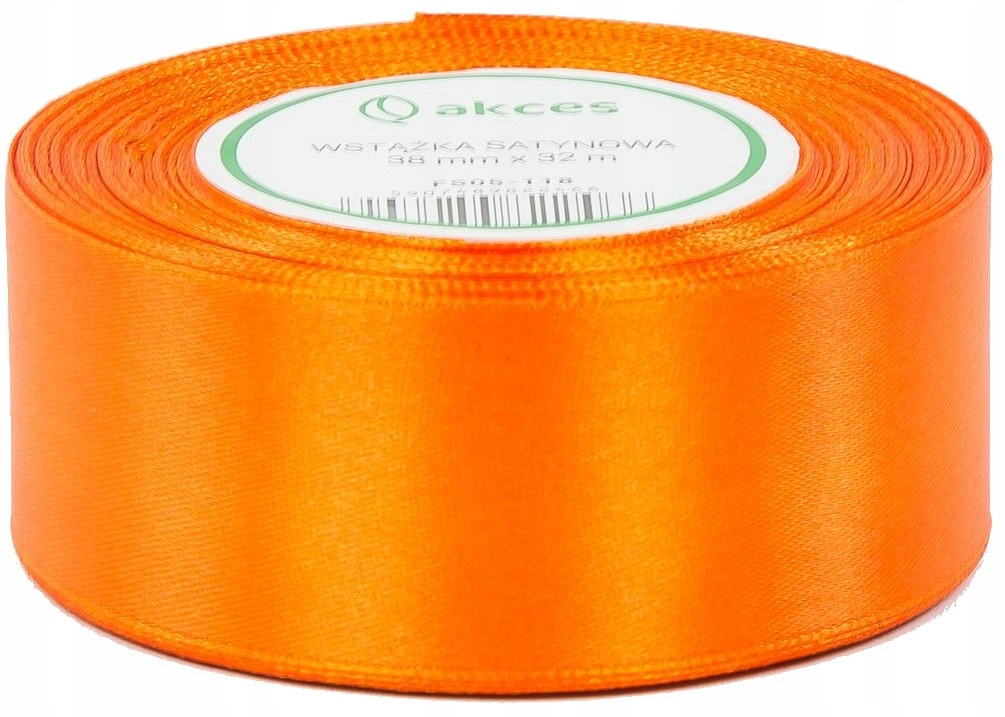 WSTĄŻKA TASIEMKA SATYNOWA 38mm x 32m Intensywny pomarańcz A-118