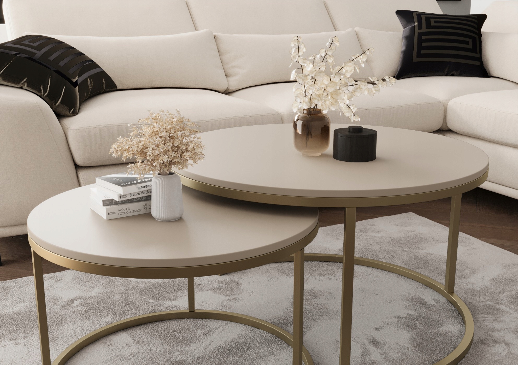 ZESTAW STOLIKÓW OKRĄGŁYCH MJU GOLD KASZMIR/ZŁOTY Marka Meblowapaczka