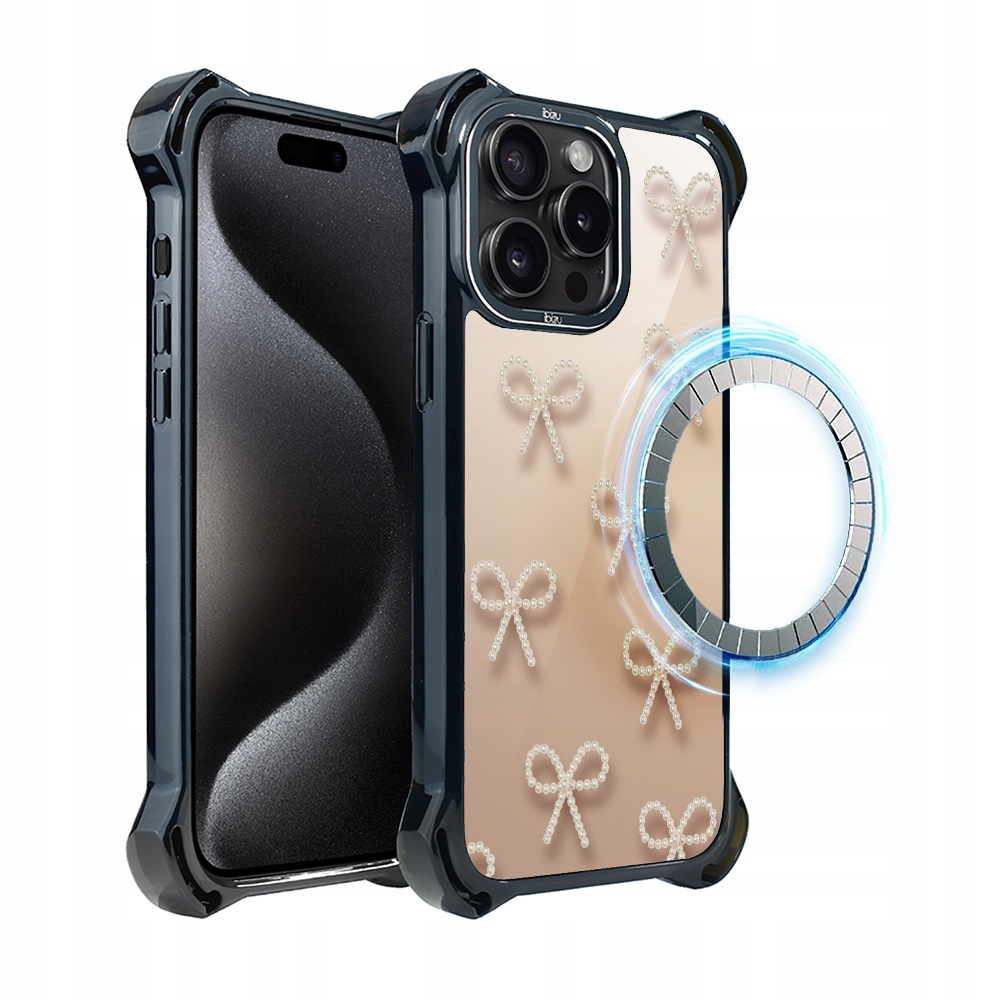 Pouzdro Ibizu DropGuard Ultra s MagSafe a perleťovými mašličkami pro iPhone 15 Pro Max