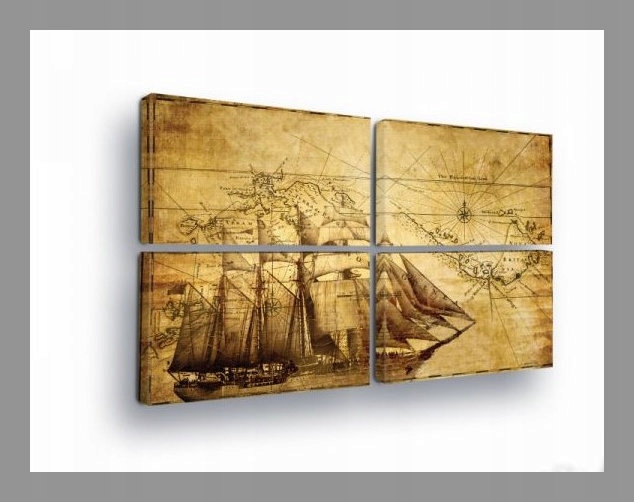 Obraz 120x80 Stará mapa plachetnice námorná loď námorná cesta dobrodružstvo vintage