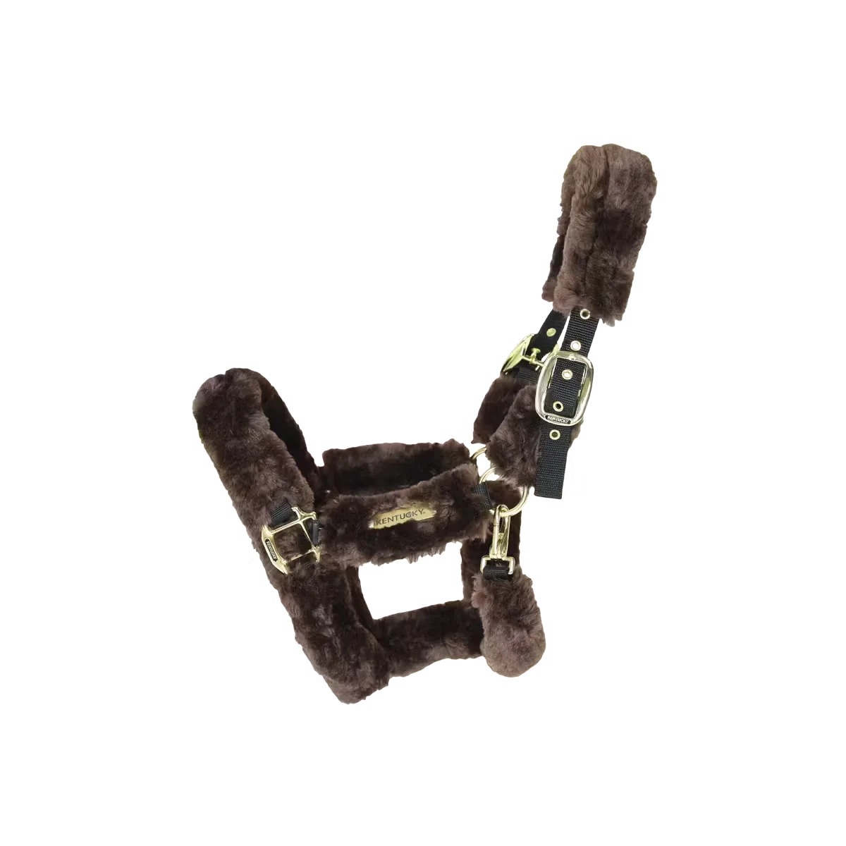 Uzda pro koně Kentucky SheepskinSoft s kožešinou hnědý Cob