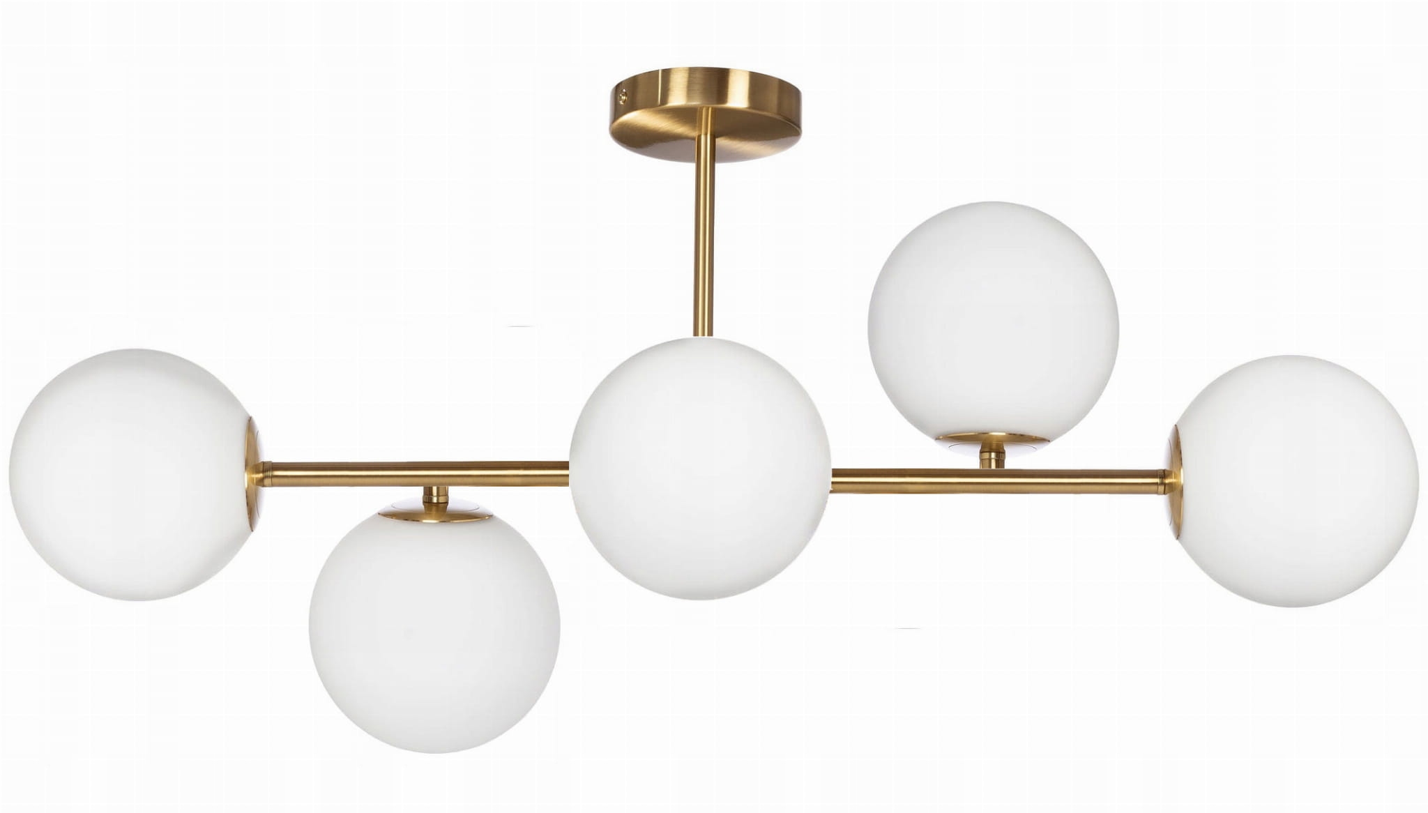 Lampa sufitowa Milano gold 5 kloszy mleczne kule EP1C19