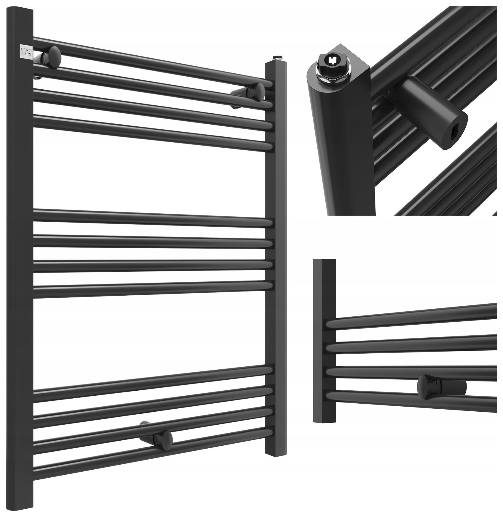 Kúpeľňový Radiátor 80/60 cm Čierny Rebríkový Radiátor Moderný Puerto