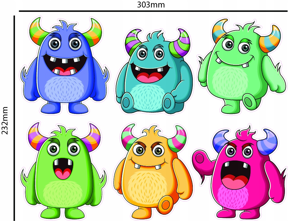 

duże Naklejki Potwory stworki Potworki zestaw 6szt